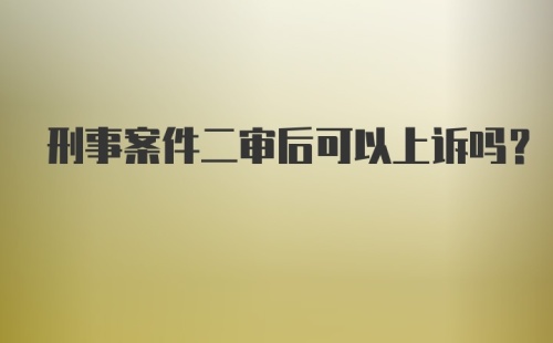 刑事案件二审后可以上诉吗？