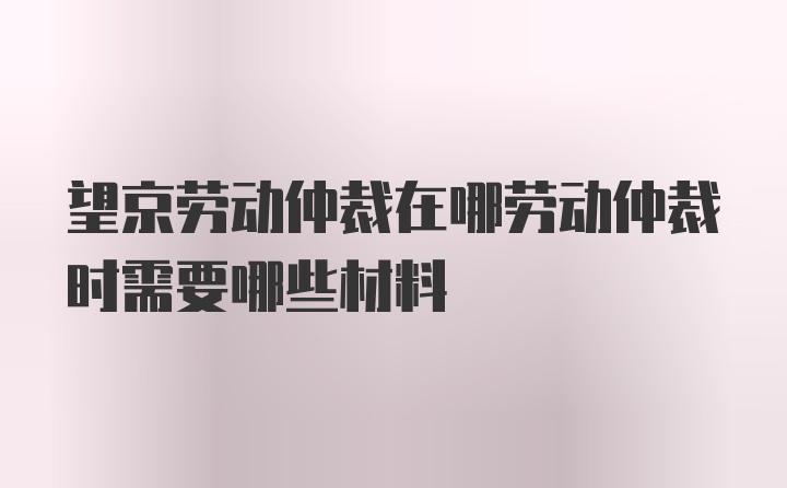 望京劳动仲裁在哪劳动仲裁时需要哪些材料