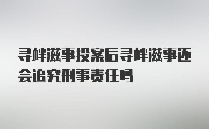 寻衅滋事投案后寻衅滋事还会追究刑事责任吗