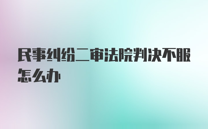 民事纠纷二审法院判决不服怎么办