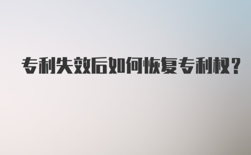 专利失效后如何恢复专利权？