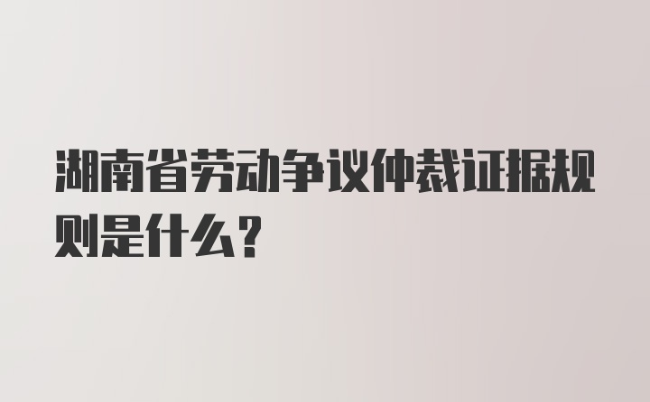 湖南省劳动争议仲裁证据规则是什么？