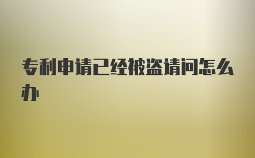 专利申请已经被盗请问怎么办