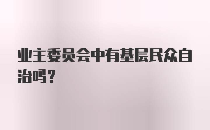 业主委员会中有基层民众自治吗？