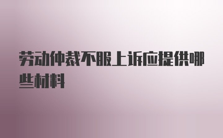 劳动仲裁不服上诉应提供哪些材料