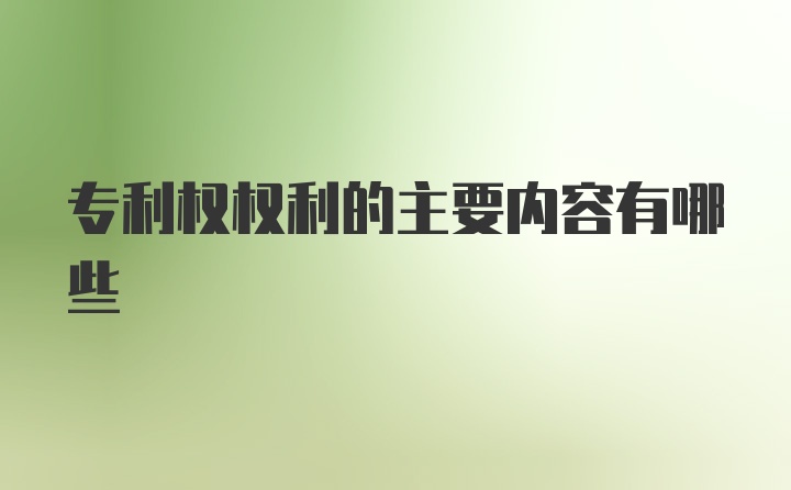 专利权权利的主要内容有哪些