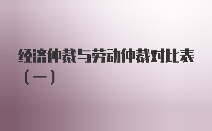 经济仲裁与劳动仲裁对比表（一）