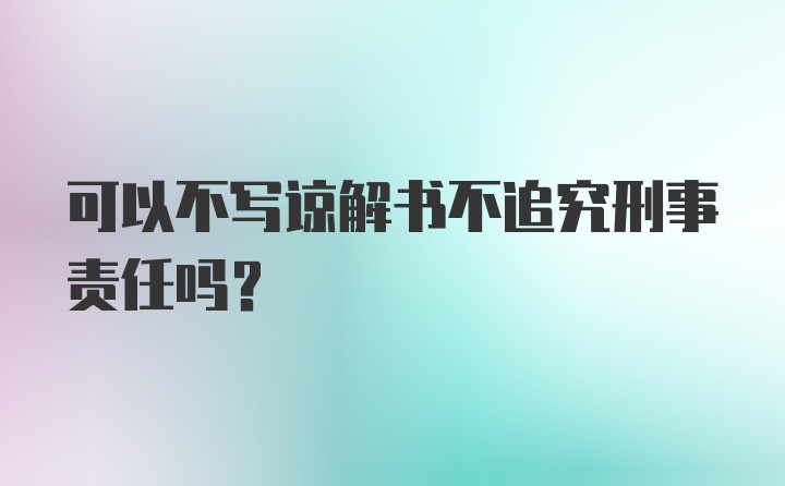 可以不写谅解书不追究刑事责任吗？