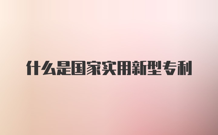 什么是国家实用新型专利