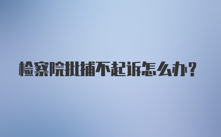 检察院批捕不起诉怎么办？