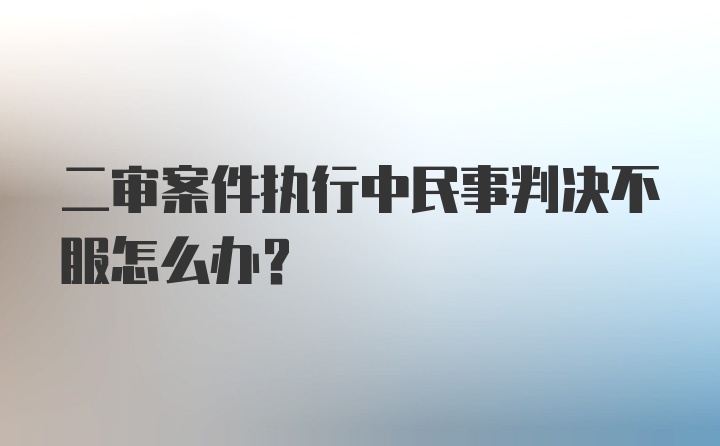 二审案件执行中民事判决不服怎么办？