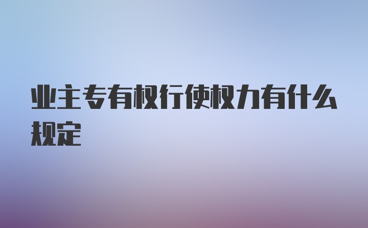 业主专有权行使权力有什么规定