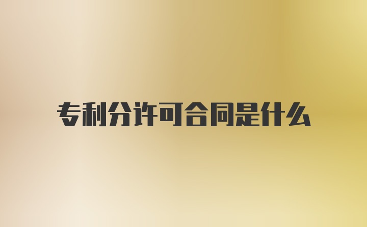 专利分许可合同是什么