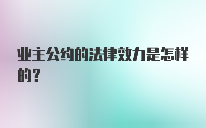 业主公约的法律效力是怎样的？