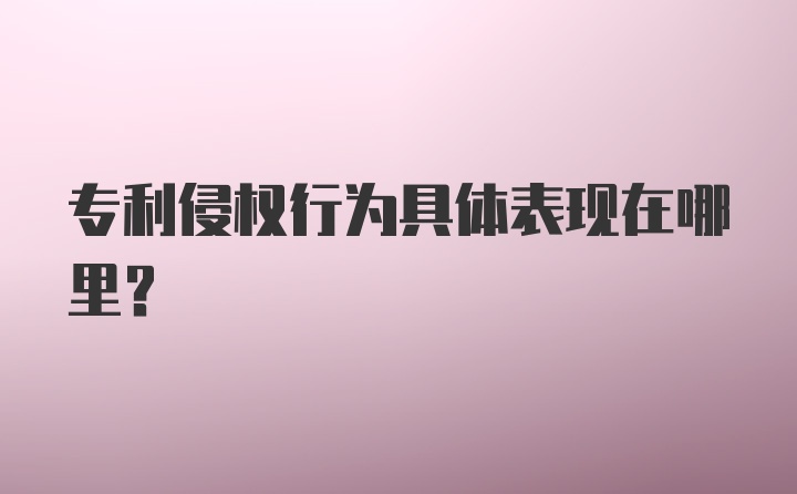 专利侵权行为具体表现在哪里?