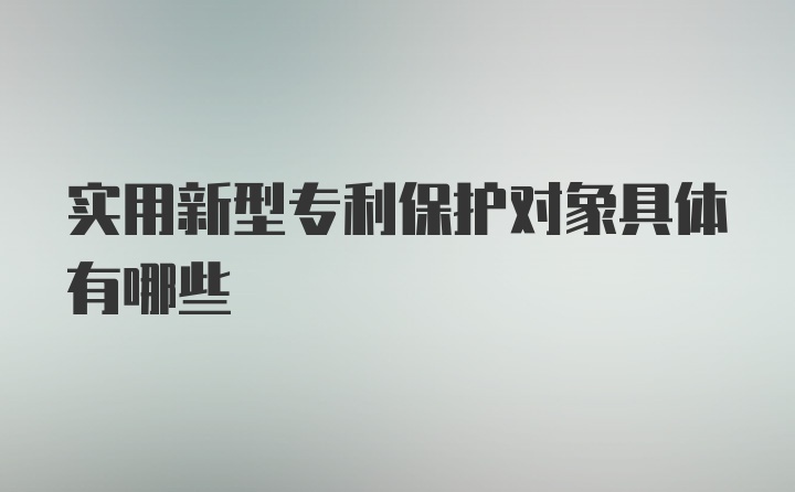 实用新型专利保护对象具体有哪些