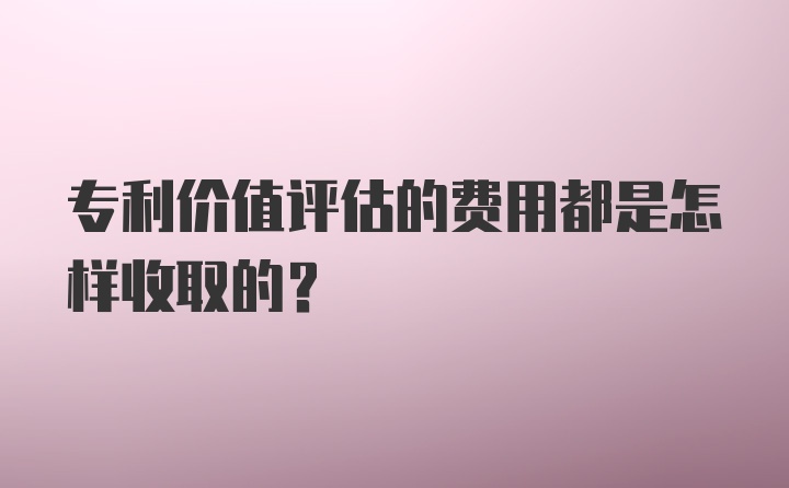 专利价值评估的费用都是怎样收取的？