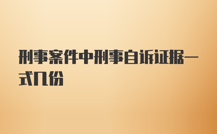 刑事案件中刑事自诉证据一式几份