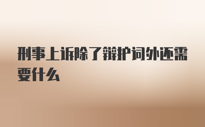 刑事上诉除了辩护词外还需要什么