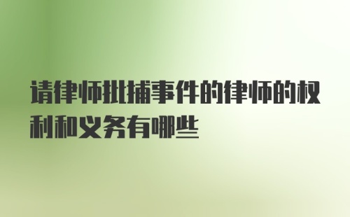 请律师批捕事件的律师的权利和义务有哪些