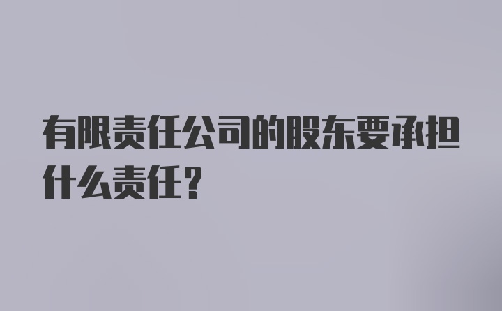 有限责任公司的股东要承担什么责任？