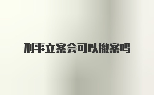 刑事立案会可以撤案吗