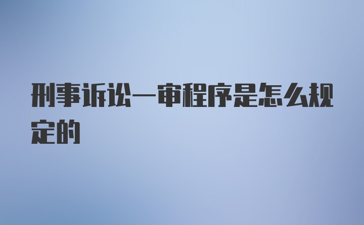 刑事诉讼一审程序是怎么规定的