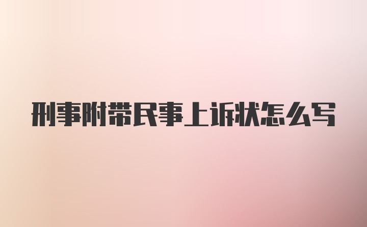 刑事附带民事上诉状怎么写