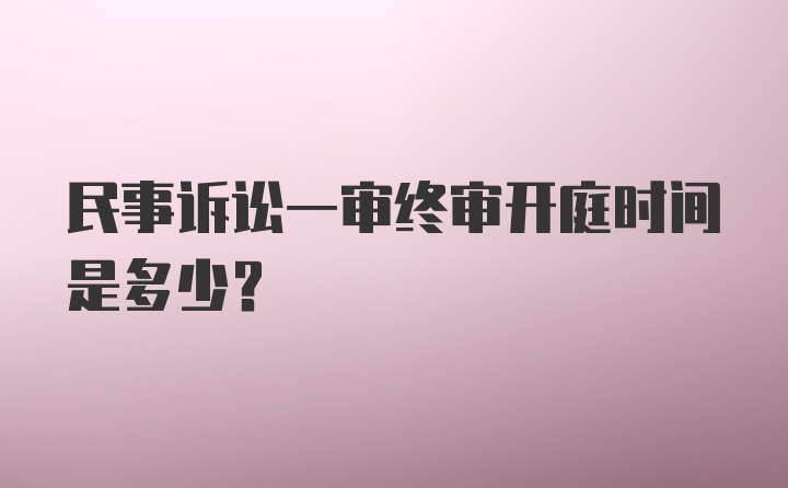 民事诉讼一审终审开庭时间是多少？