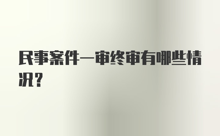 民事案件一审终审有哪些情况？