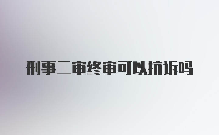 刑事二审终审可以抗诉吗