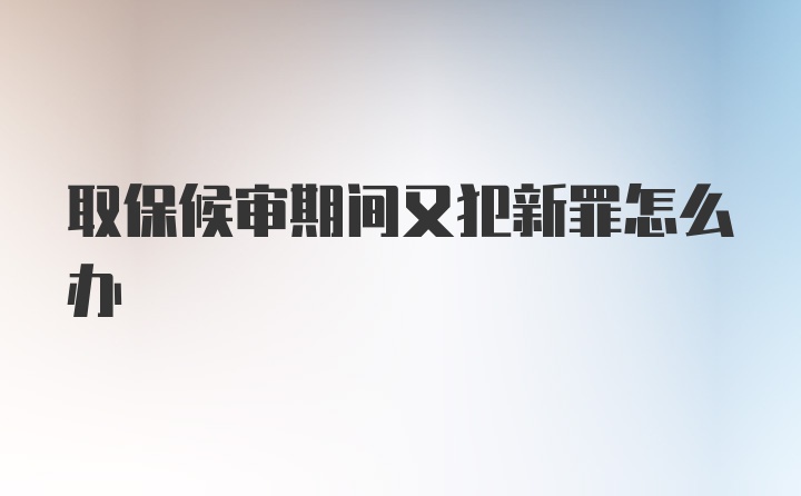 取保候审期间又犯新罪怎么办