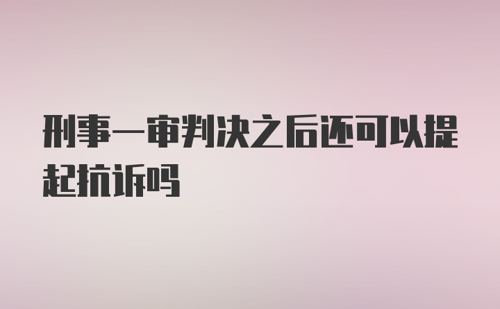 刑事一审判决之后还可以提起抗诉吗