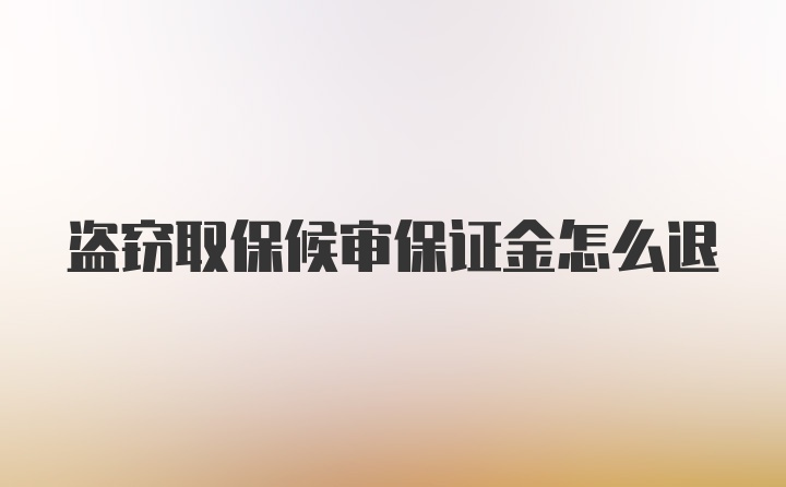 盗窃取保候审保证金怎么退