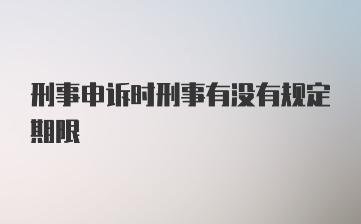 刑事申诉时刑事有没有规定期限