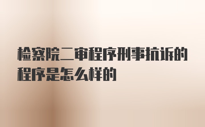 检察院二审程序刑事抗诉的程序是怎么样的