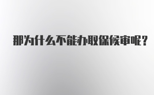 那为什么不能办取保候审呢？