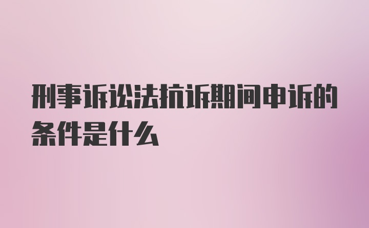 刑事诉讼法抗诉期间申诉的条件是什么