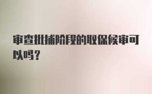 审查批捕阶段的取保候审可以吗？