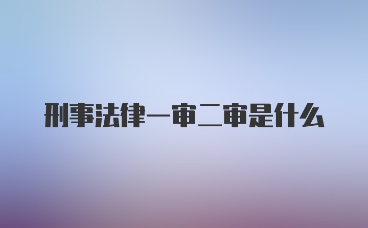 刑事法律一审二审是什么