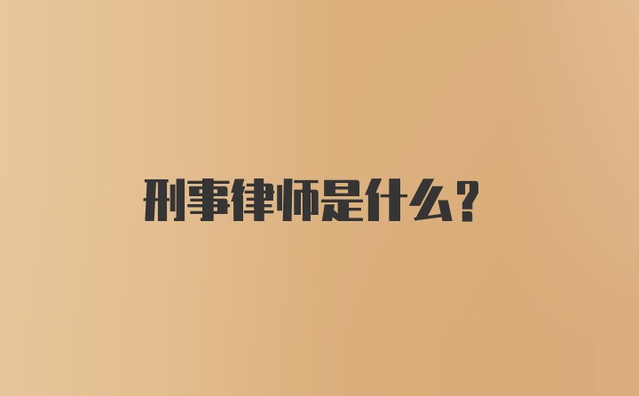 刑事律师是什么？