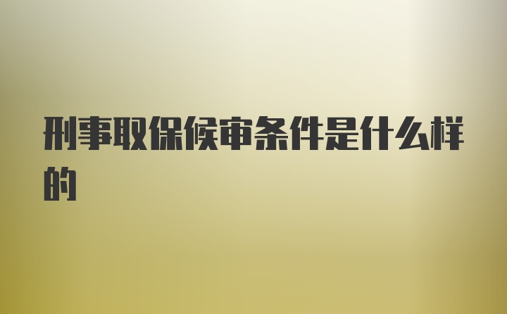 刑事取保候审条件是什么样的