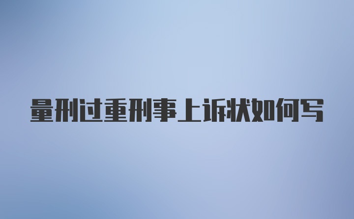 量刑过重刑事上诉状如何写