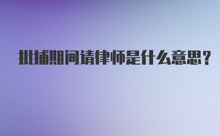 批捕期间请律师是什么意思？