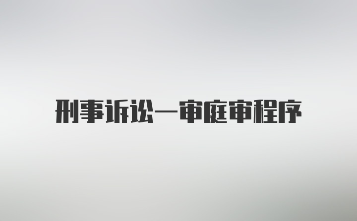 刑事诉讼一审庭审程序