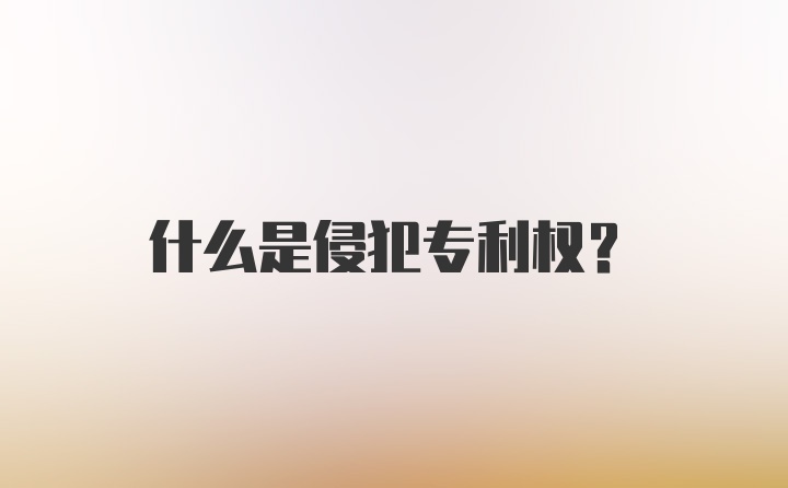 什么是侵犯专利权？