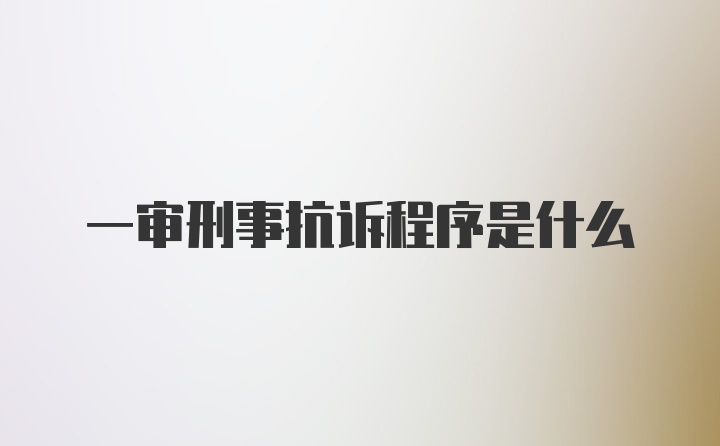 一审刑事抗诉程序是什么