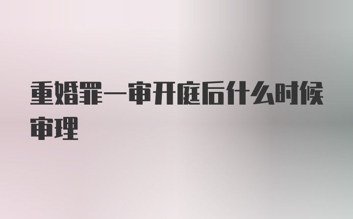 重婚罪一审开庭后什么时候审理