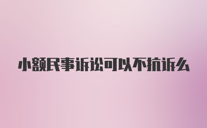 小额民事诉讼可以不抗诉么