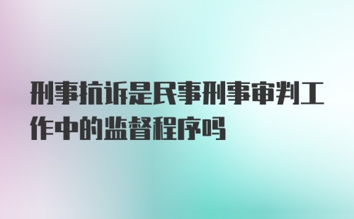 刑事抗诉是民事刑事审判工作中的监督程序吗